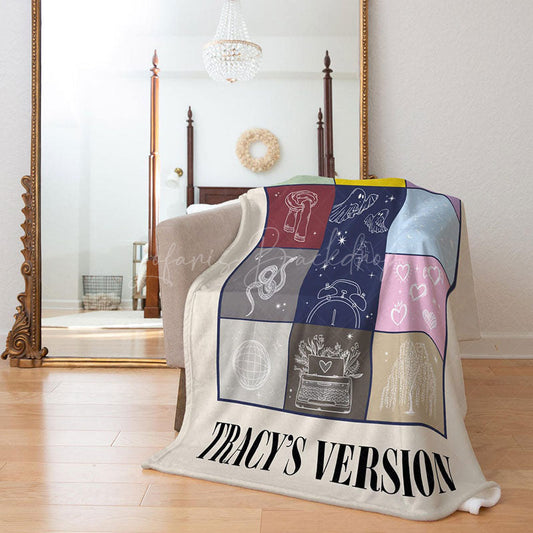 Lofaris Personalized Text Cute Pattern Music Album Blanket
