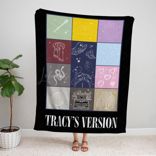 Lofaris Personalized Text Cute Pattern Music Album Blanket