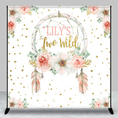 Lofaris Personalized Two Wild 2nd Birthday Backdrop Boho Floral Dreamcatcher Theme Custom Name Party Decor for Girl