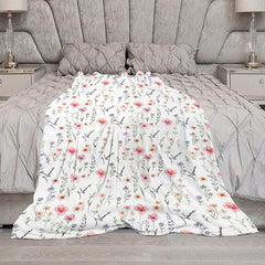Lofaris Personalized Wildflower Floral Blanket with Custom Name Botanical Meadow for Baby Girl Nursery Decor Gift