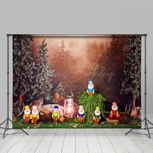 Lofaris Pine Forest Dwarf Green Lawn Combo Set Backdrop