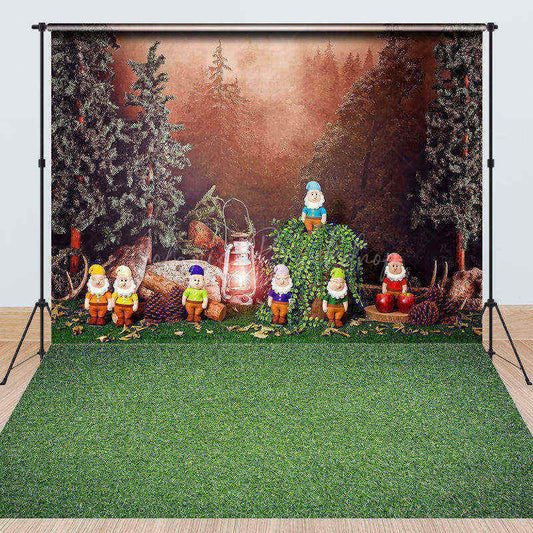 Lofaris Pine Forest Dwarf Green Lawn Combo Set Backdrop