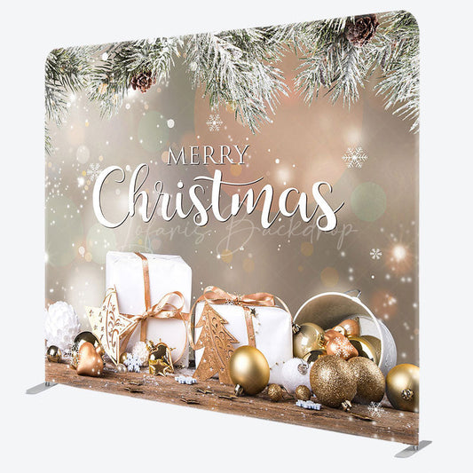 Lofaris Pine Leaves Gifts Bells Bokeh Tension Fabric Backdrop