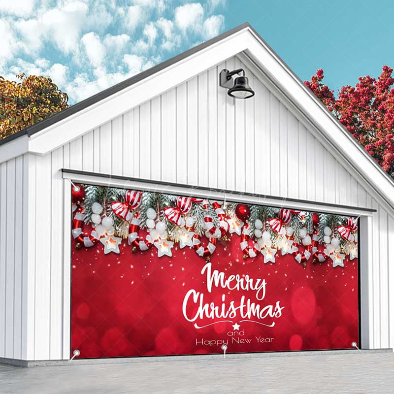 Lofaris Pine Leaves Pendant Red Christmas Garage Door Banner