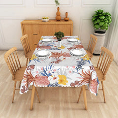 Lofaris Pineapple and Hibiscus Rectangle Tablecloth Tropical Floral Butterfly Table Cover Summer Party Decor