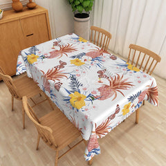 Lofaris Pineapple and Hibiscus Rectangle Tablecloth Tropical Floral Butterfly Table Cover Summer Party Decor