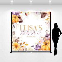 Lofaris Pinecone Floral Pumpkin Custom Baby Shower Backdrop