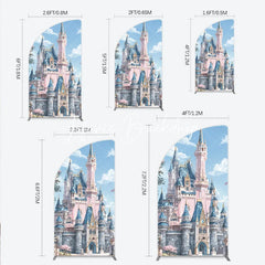 Lofaris Pink and Blue Fairytale Castle Half Moon Arch Backdrop Dreamy Fantasy Princess Party Decor
