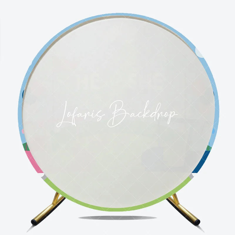 Lofaris Pink and Blue Golf Theme Gender Reveal Round Backdrop Featuring He or She What Will Baby Be for Shower Party