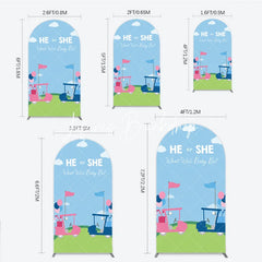 Lofaris Pink and Blue Golf Theme He or She Round Top Arch Backdrop Gender Reveal Baby Shower Party Decor