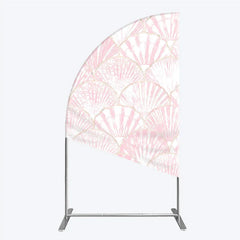 Lofaris Pink and Gold Scallop Shell Half Moon Arch Backdrop Elegant Mermaid Party Decor for Baby Shower