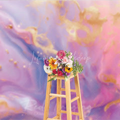 Lofaris Pink and Purple Marble Photography Backdrop Elegant Gold Glitter Texture for Party Decor