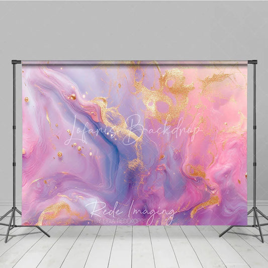 Lofaris Pink and Purple Marble Photography Backdrop Elegant Gold Glitter Texture for Party Decor