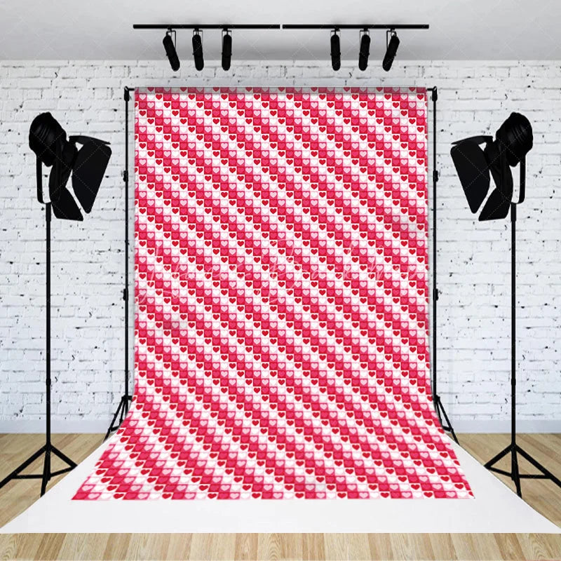 Lofaris Pink and Red Heart Pattern Backdrop Love Theme Valentine Day Photography Background