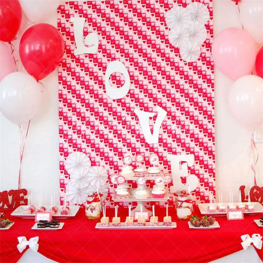 Lofaris Pink and Red Heart Pattern Backdrop Love Theme Valentine Day Photography Background