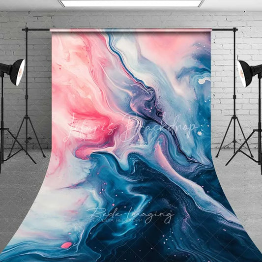 Lofaris Pink and Teal Liquid Marble Backdrop Abstract Fluid Art Contemporary Photography Background