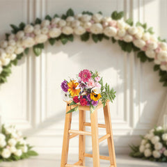 Lofaris Pink And White Floral Arch Sweet Wedding Backdrop