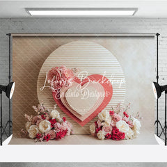 Lofaris Pink and White Floral Layered Heart Round Panel Photography Backdrop Romantic Valentine Wedding Baby Shower Decor