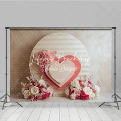 Lofaris Pink and White Floral Layered Heart Round Panel Photography Backdrop Romantic Valentine Wedding Baby Shower Decor