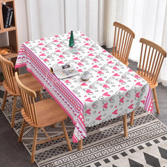 Lofaris Pink and White Sketch Heart Rectangle Tablecloth Sweet Love Doodle Design Girls Valentine Party Decor