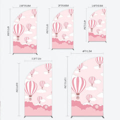 Lofaris Pink and White Striped Hot Air Balloon Half Moon Arch Backdrop Dreamy Sky Baby Shower Decor