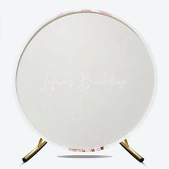 Lofaris Pink and White Striped Hot Air Balloon Unicorn Round Backdrop Pastel Flowers Stars for Baby Shower Birthday Party