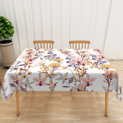 Lofaris Pink and Yellow Floral Tablecloth with Green Leaves for Spring Summer Garden Party Decorations