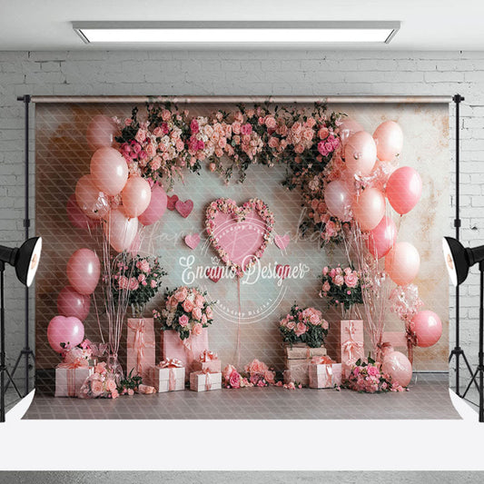 Lofaris Pink Balloon Arch Floral Gift Valentines Day Backdrop