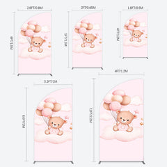 Lofaris Pink Balloon Sweet Teddy Baby Shower Half Moon Arch Backdrop