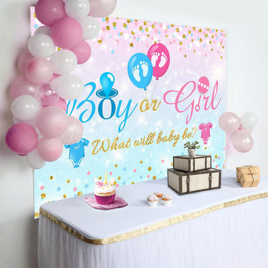 Lofaris Pink Blue Glitter Boy Or Girl Gender Reveal Backdrop