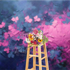 Lofaris Pink Blue Impasto Floral Backdrop Textured Oil Painting Flowers Dark Background Artistic Photography Banner