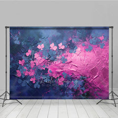 Lofaris Pink Blue Impasto Floral Backdrop Textured Oil Painting Flowers Dark Background Artistic Photography Banner