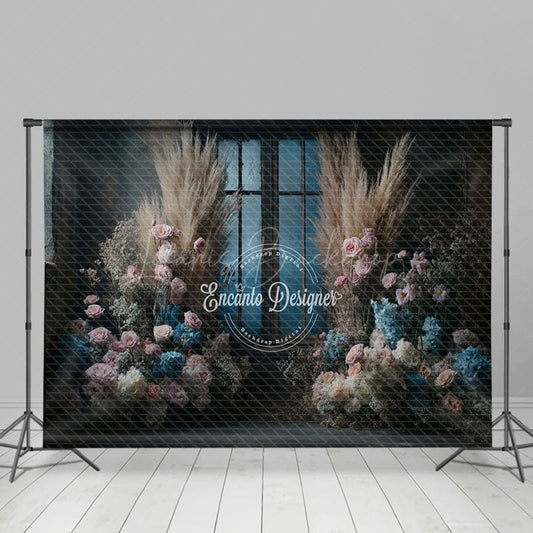 Lofaris Pink Blue Rose Door Boho Elegant Wedding Backdrop