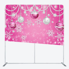 Lofaris Pink Bokeh Snowflake Christmas Pillow Case Backdrop