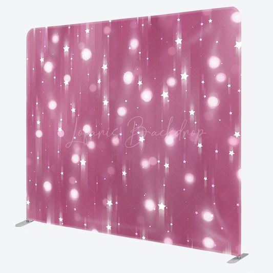 Lofaris Pink Bokeh Stars Light Birthday Pillow Cover Backdrop