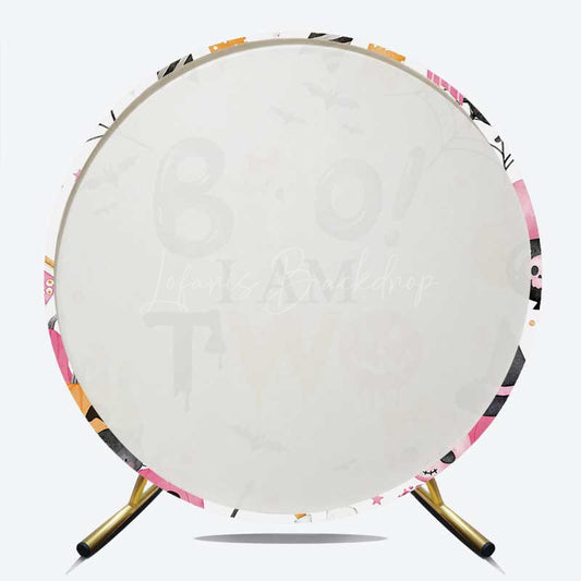 Lofaris Pink Boo 2Nd Halloween Kids Round Birthday Backdrop