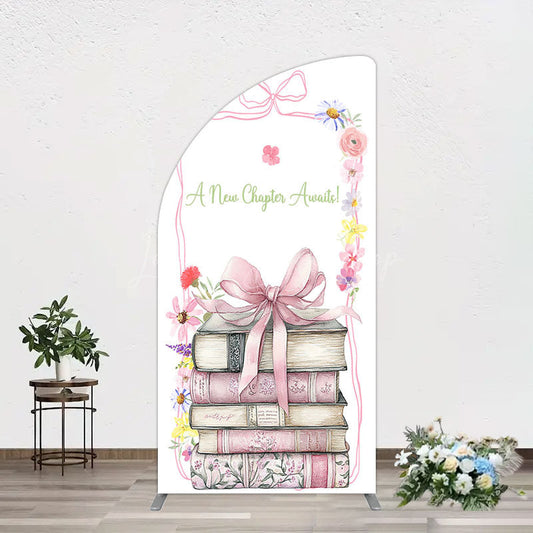 Lofaris Pink Book New Chapter Awaits Baby Shower Half Moon Arch Backdrop