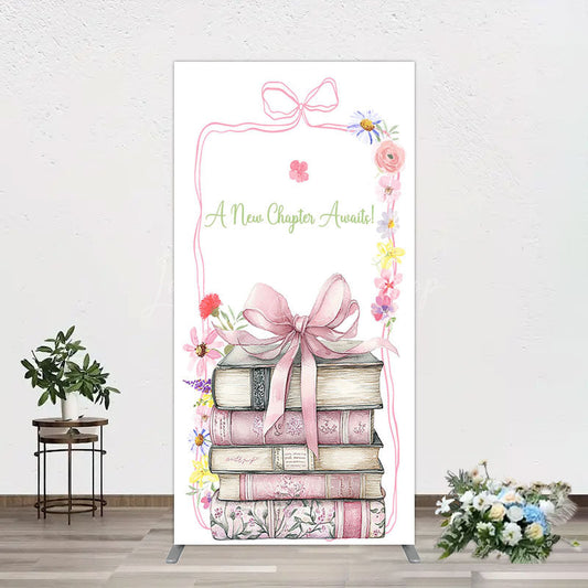 Lofaris Pink Book New Chapter Awaits Baby Shower Rectangle Backdrop