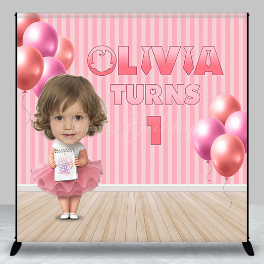 Lofaris Pink Boss Girl Custom Photo 1st Birthday Backdrop