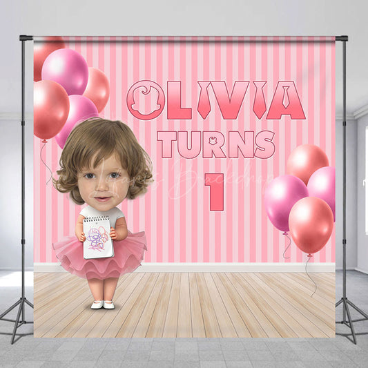 Lofaris Pink Boss Girl Custom Photo 1st Birthday Backdrop