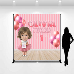 Lofaris Pink Boss Girl Custom Photo 1st Birthday Backdrop