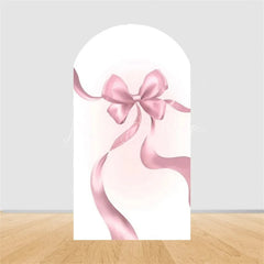 Lofaris Pink Bow Arch Backdrop Watercolor Ribbon Princess Birthday Party Decor Coquette Girl Baby Shower Prop