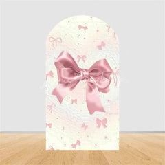 Lofaris Pink Bow Arch Backdrop Watercolor Ribbon Princess Birthday Party Decor Coquette Girl Baby Shower Prop