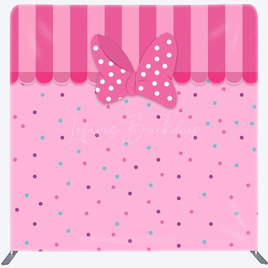 Lofaris Pink Bow Colorful Dots Birthday Pillow Cover Backdrop