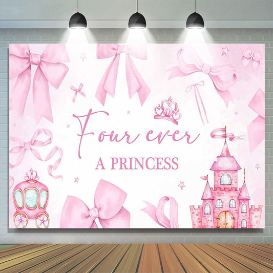 Lofaris Pink Bow Fairy Four Ever A Princess Birthday Backdrop