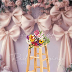 Lofaris Pink Bow Floral Wedding Photography Backdrop Romantic Bridal Shower Flower Curtain Background