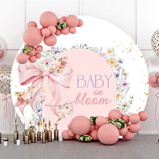 Lofaris Pink Bow Flower Baby In Bloom Shower Round Cover