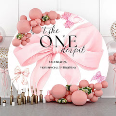 Lofaris Pink Bow Isn’t She ONEderful 1st Birthday Round Backdrop Sweet Girl Very Special First Party Banner