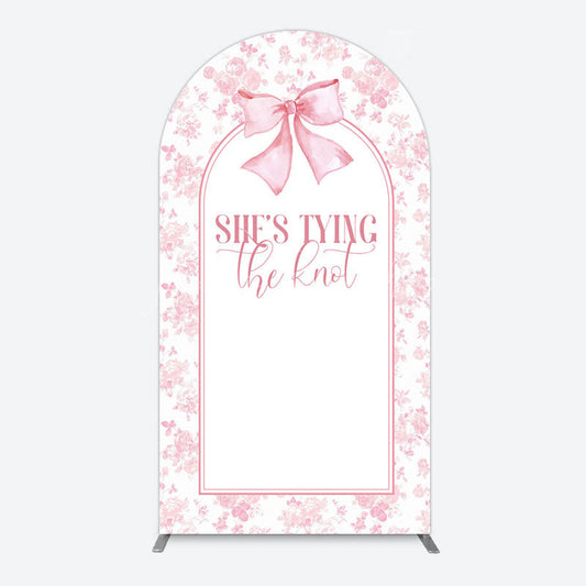 Lofaris Pink Bow Shes Tying The Knot Bridal Shower Arch Backdrop