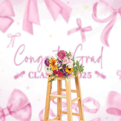 Lofaris Pink Bow Tie Class of 2025 Congrats Grad Backdrop